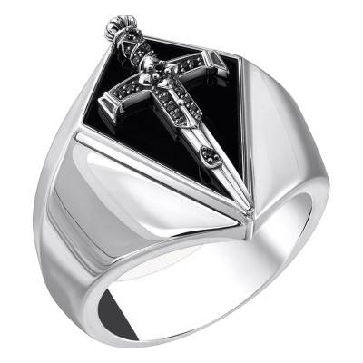 Chevalière Épée en Argent & Pierres Noires - TR2463-643-11 - Thomas Sabo