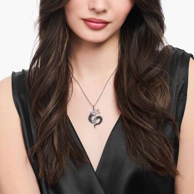 Pendentif Dragon en Argent 925 & Pierres Noires - PE975-643-11 - Thomas Sabo