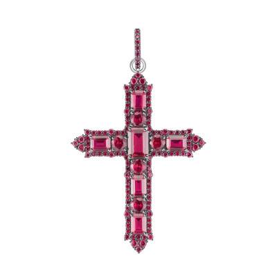 925 Sterling Silver & Red Stones Red Cross Pendant - PE970-639-10 - Thomas Sabo