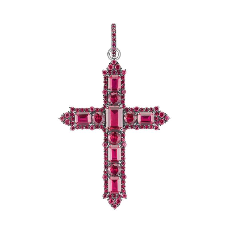 925 Sterling Silver & Red Stones Red Cross Pendant - PE970-639-10 - Thomas Sabo