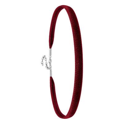 Red Velvet & 925 Sterling Silver Choker Revival 90ies Women's Necklace, 32 cm to 38 cm - KE1728-331-10-L36V - Thomas Sabo