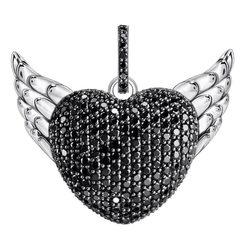 925 Sterling Silver & Black Stones Winged Heart Pendant - PE971-643-11 - Thomas Sabo