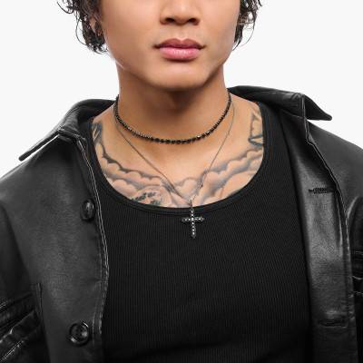 Pendentif Croix en Argent 925 & Pierres Noires - PE970-643-11 - Thomas Sabo
