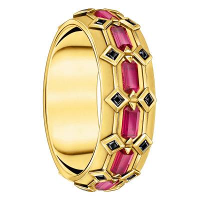 Bague Écailles de Crocodile en Argent 925 Plaqué Or Jaune 750 & Pierres Rouges - TR2422-995-10 - Thomas Sabo
