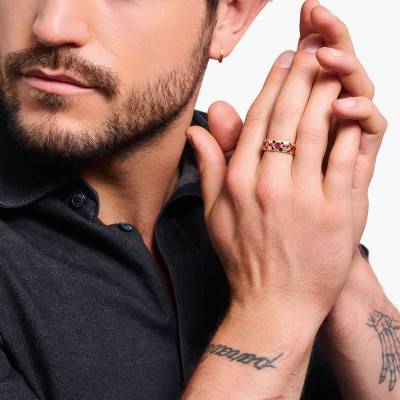 Bague Écailles de Crocodile en Argent 925 Plaqué Or Jaune 750 & Pierres Rouges - TR2422-995-10 - Thomas Sabo