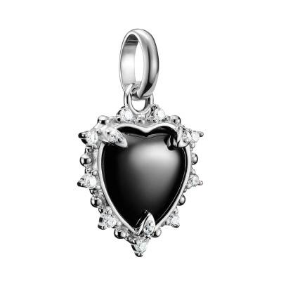 Pendentif Charm Coeur Vintage en Argent 925 & Pierres Noires - CC1286-643-11 - Thomas Sabo