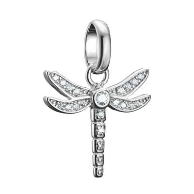 Recycled 925 Silver & White Stone Dragonfly Charm Pendant - CC1285-051-14 - Thomas Sabo