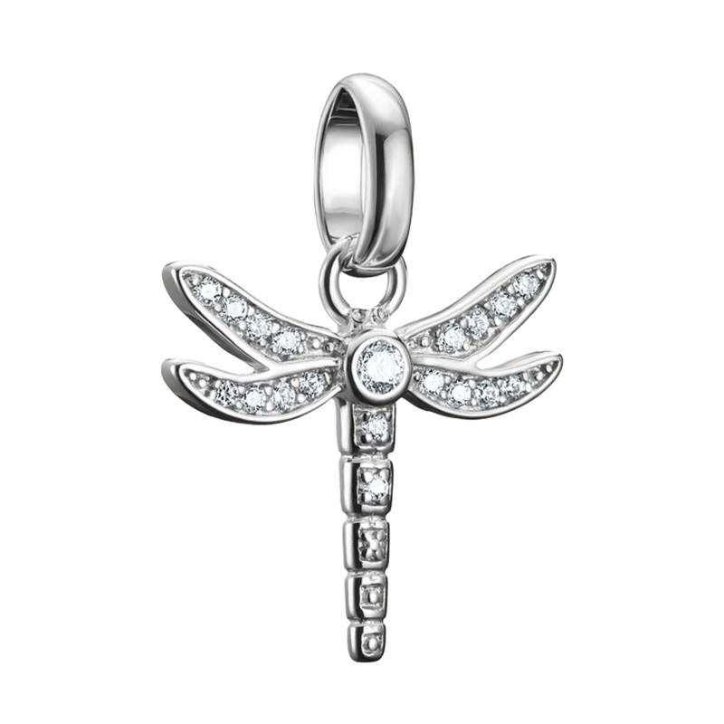 Recycled 925 Silver & White Stone Dragonfly Charm Pendant - CC1285-051-14 - Thomas Sabo