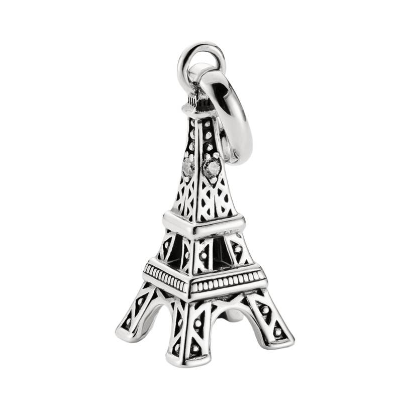 Recycled 925 Silver & White Stone Eiffel Tower Charm Pendant - CC1283-643-14 - Thomas Sabo