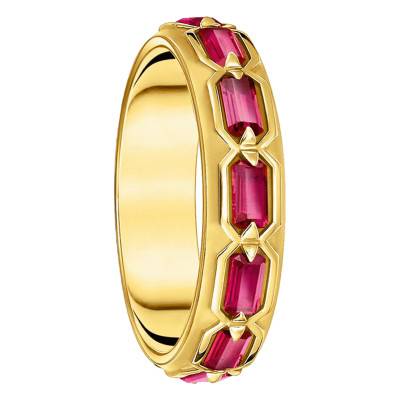 Bague Écailles de Crocodile en Argent 925 Plaqué Or Jaune 750 & Pierres Rouges - TR2423-995-10 - Thomas Sabo