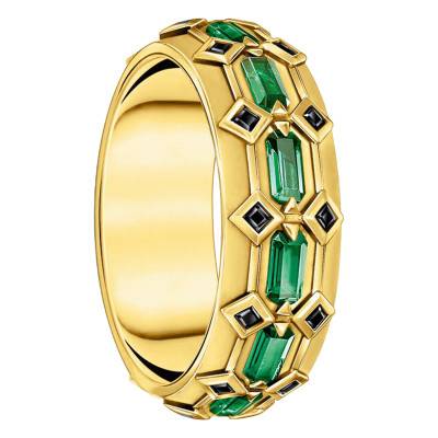 Bague Écailles de Crocodile en Argent 925 Plaqué Or Jaune 750 & Pierres Vertes - TR2422-971-6 - Thomas Sabo