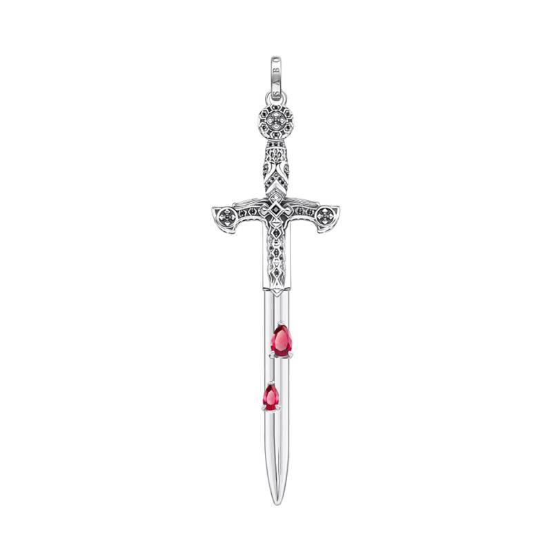 925 Sterling Silver Black and Red Stone Sword Pendant - PE900-640-28 - Thomas Sabo