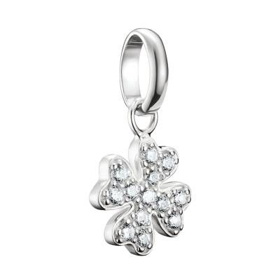 Recycled 925 Silver & White Stone 4-Leaf Clover Charm Pendant - CC1281-051-14 - Thomas Sabo
