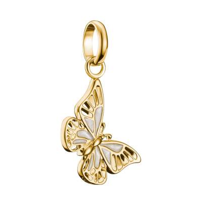 Pendentif Charm Papillon en Argent 925 Plaqué Or 750 & Émail Crème - CC1265-427-14 - Thomas Sabo