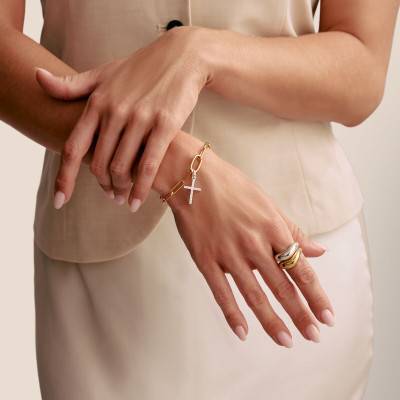 925/1000 Silver White Stones Cross Charm Pendant - CC1203-051-14 - Thomas Sabo