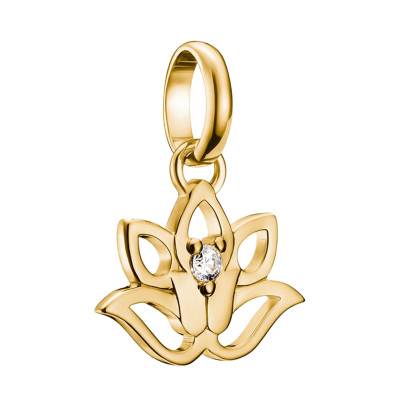 925/1000 Silver 750/1000 Gold-Plated White Stone Lotus Flower Charm Pendant - CC1204-414-14 - Thomas Sabo
