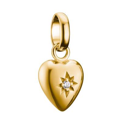 Pendentif Charm Coeur avec Étoile en Argent 925 Plaqué Or 750 & Pierre Blanche CC1234-414-14 - Thomas Sabo