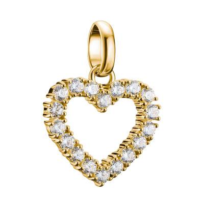 750/1000 Gold-Plated 925 Sterling Silver White Stone Heart Charm Pendant - CC1237-414-14 - Thomas Sabo