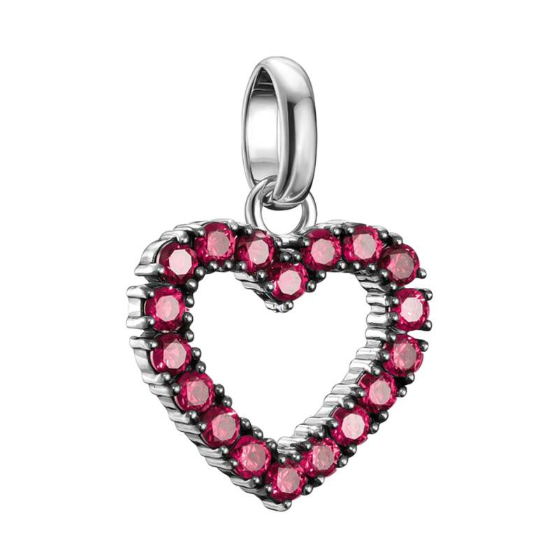 Blackened 925 Silver & Red Stones Heart Charm Pendant Jewelry - CC1237-639-10 - Thomas Sabo