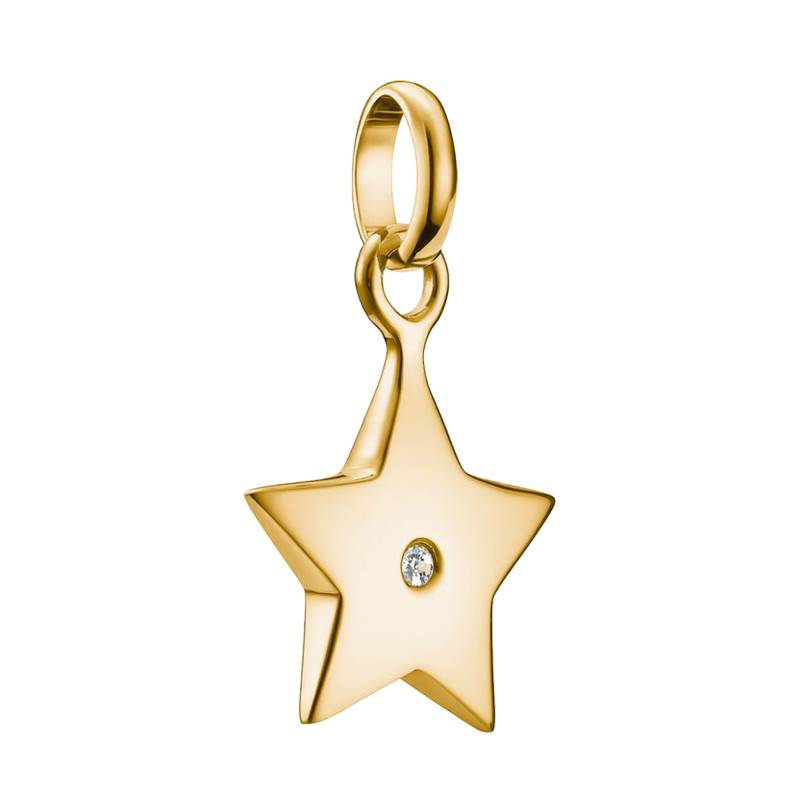 925/1000 Silver 750/1000 Gold-Plated White Stone Star Charm Pendant - CC1238-414-14 - Thomas Sabo