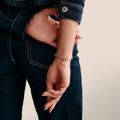 925/1000 Silver 750/1000 Gold-Plated White Stone Star Charm Pendant - CC1238-414-14 - Thomas Sabo