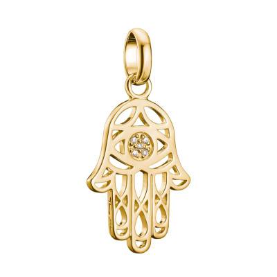 Hamsa Hand Charm Pendant in 750/1000 Gold-Plated 925 Silver & White Stones - CC1243-414-14 - Thomas Sabo