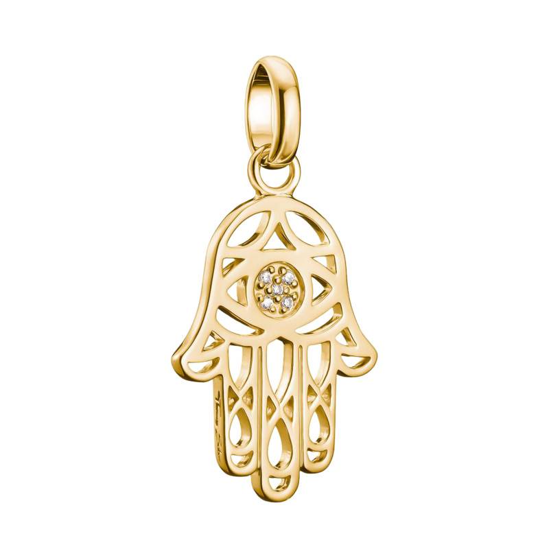 Hamsa Hand Charm Pendant in 750/1000 Gold-Plated 925 Silver & White Stones - CC1243-414-14 - Thomas Sabo