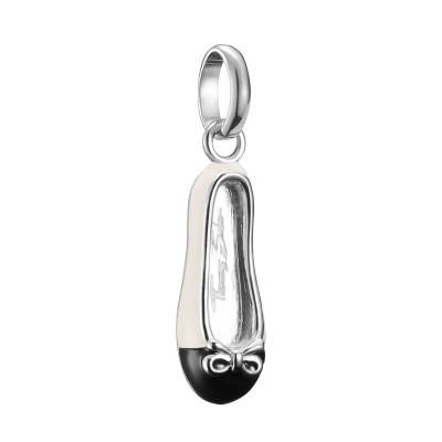 Cream Ballerina 925/1000 Silver & Cream and Black Enamel Charm Pendant - CC1245-007-14 - Thomas Sabo