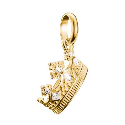 Pendentif Charm Couronne en Argent 925 Plaqué Or Jaune 750 & Pierres Blanches - CC1247-414-14 - Thomas Sabo