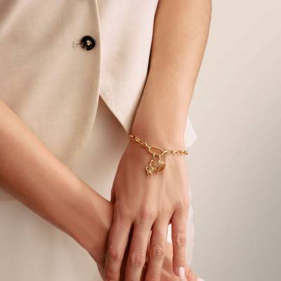 750/1000 Yellow Gold-Plated 925 Silver White Stone Crown Charm Pendant - CC1247-414-14 - Thomas Sabo