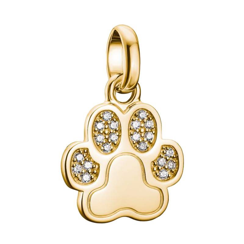 750/1000 Yellow Gold-Plated 925 Silver White Stone Dog Paw Charm Pendant - CC1259-414-14 - Thomas Sabo