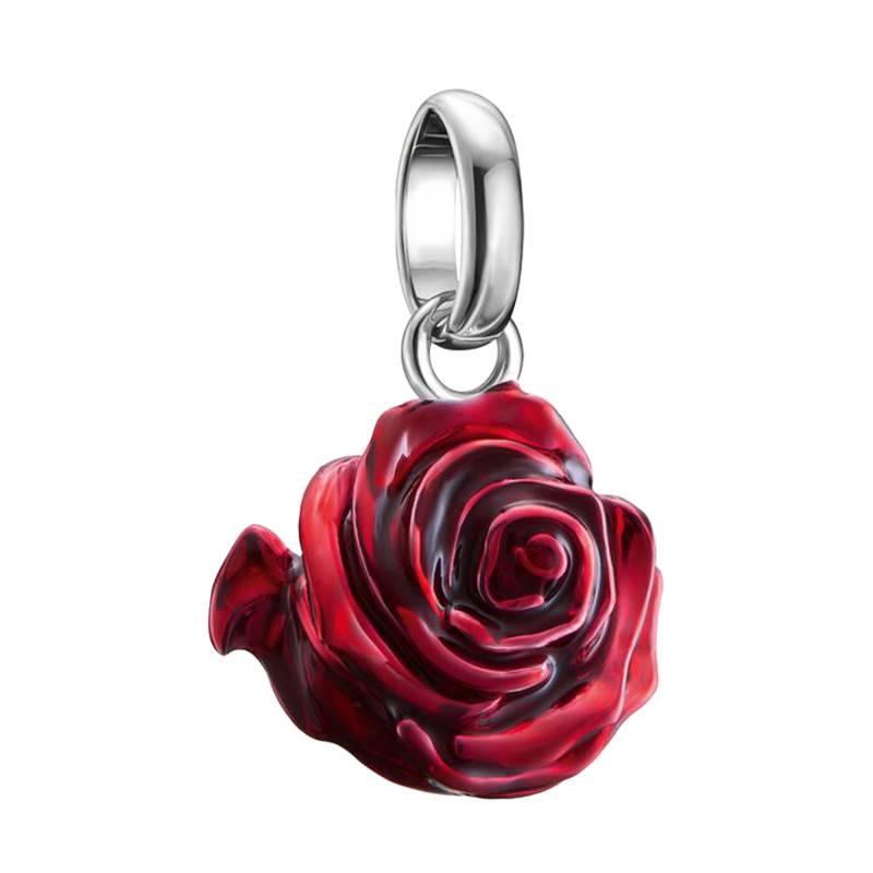 925 Sterling Silver & Red Enamel Rose Charm Pendant - CC1263-007-10 - Thomas Sabo