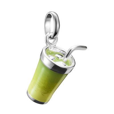 Recycled 925 Silver & Green Enamel Matcha Latte Charm Pendant - CC1266-007-6 - Thomas Sabo