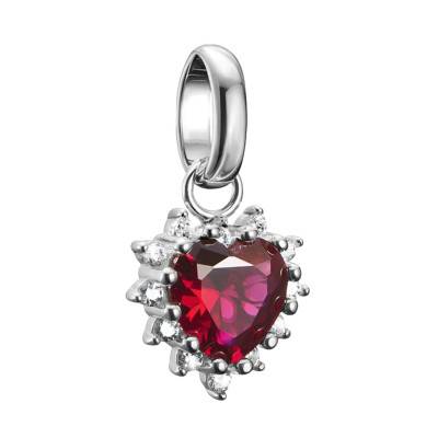 925 Sterling Silver & White and Red Stones Heart Charm Pendant - CC1279-013-10 - Thomas Sabo
