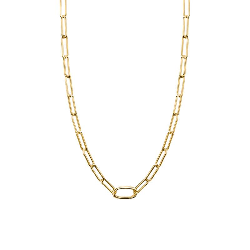 925 Silver 750/1000 Yellow Gold Plated Rectangular Link Chain Necklace, Length 50 cm - C1207-413-39-L50 - Thomas Sabo