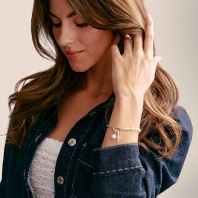 Bracelet Paperclip en Argent 925 & Perles, Longueur 17 cm ou 19 cm - C1209-082-14 - Thomas Sabo