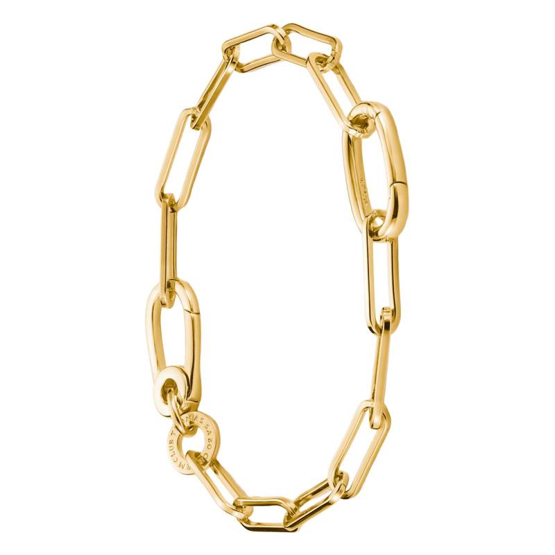 925 Sterling Silver 750/1000 Yellow Gold-Plated Paperclip Chain Bracelet, Length 15 cm, 17 cm or 19 cm - C1205-413-39 - Thomas Sabo