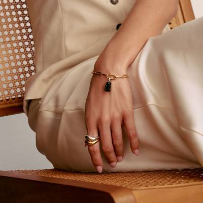 925 Sterling Silver 750/1000 Yellow Gold-Plated Paperclip Chain Bracelet, Length 15 cm, 17 cm or 19 cm - C1205-413-39 - Thomas Sabo