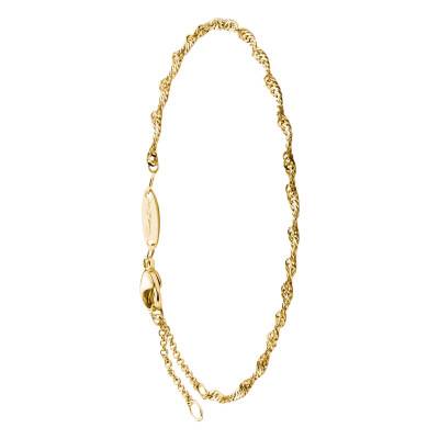925 Silver 750/1000 Yellow Gold Plated Singapore Chain Bracelet, Length 16 cm to 19 cm - A2208-413-39-L19v - Thomas Sabo