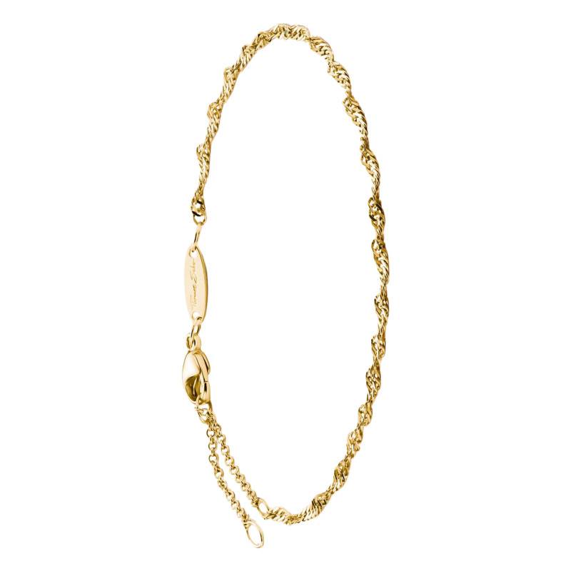 925 Silver 750/1000 Yellow Gold Plated Singapore Chain Bracelet, Length 16 cm to 19 cm - A2208-413-39-L19v - Thomas Sabo