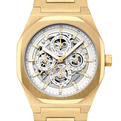 Montre Discovery Drake Triple Calendar Skeleton Automatic Cloudy Gold ES-8308-55 - Thomas Earnshaw