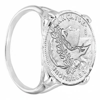 Chevalière Pièce 10F Réplique Marianne Sertie Griffes en Argent 925 - Imperium