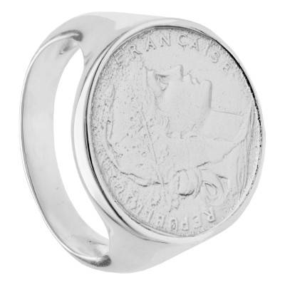 Chevalière Pièce 10F Réplique Marianne en Argent 925 - Imperium
