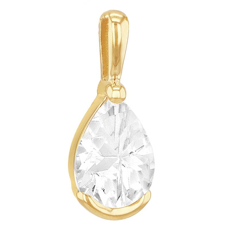 White Cubic Zirconia & 375/1000 Yellow Gold Drop Pendant - Emanessence