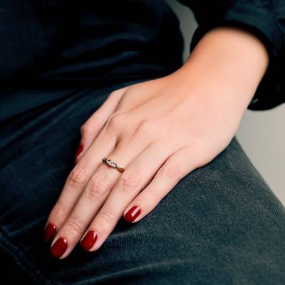 Bague Solitaire Torsadée en Argent 925 Plaqué Or Jaune & Diamant de Synthèse 0,10 ct - Emanessence