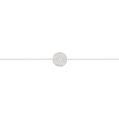 Bracelet Rond en Argent 925 & Oxydes de Zirconium, Longueur 18 cm - Emanessence