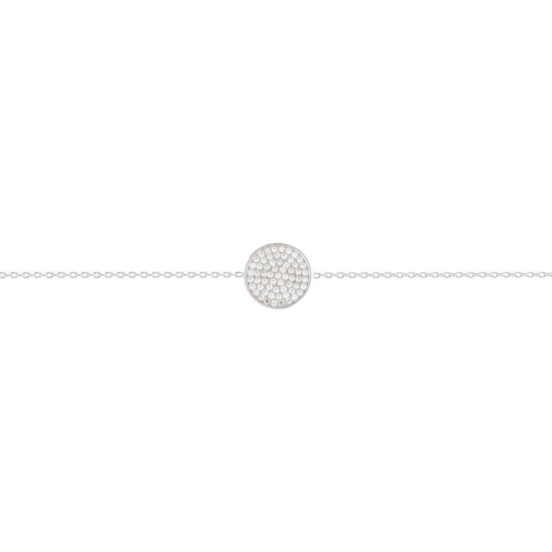 925/1000 Silver & Zirconium Oxide Round Bracelet, Length 18 cm - Emanessence