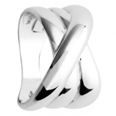 925 Silver Interlocked Triple Band Ring - Size 62 - Emanessence