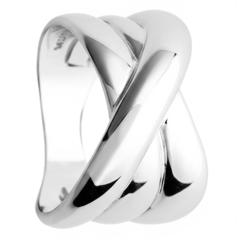 925 Silver Interlocked Triple Band Ring - Size 62 - Emanessence