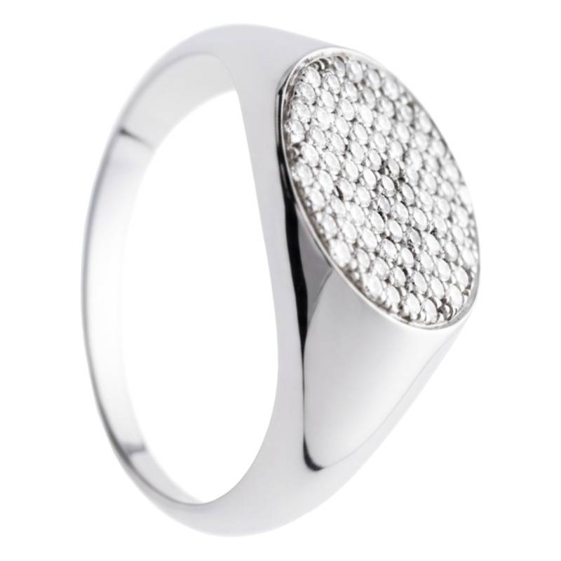 925 Sterling Silver & Zirconium Oxide Oval Signet Ring - Emanessence